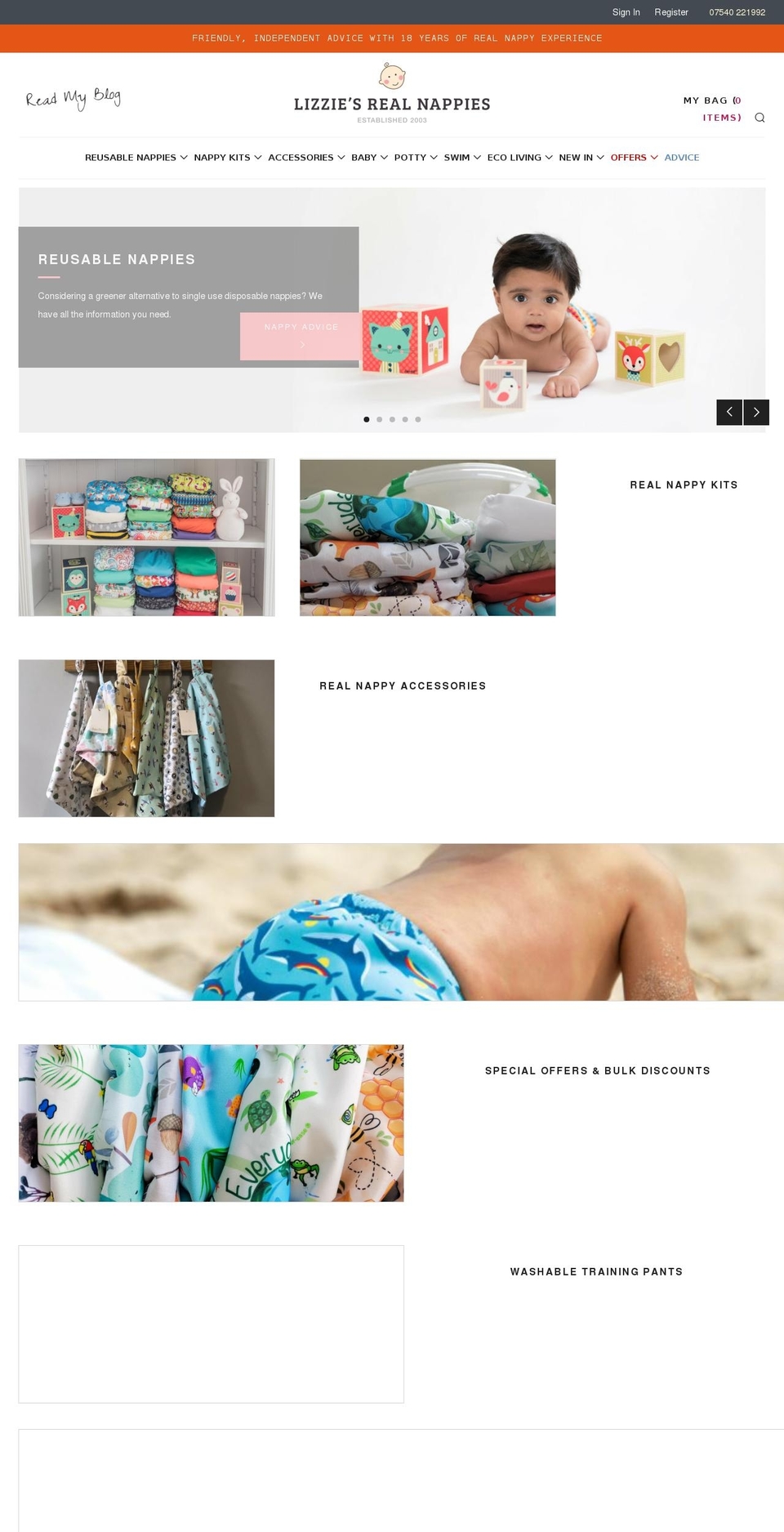 lizziesrealnappies.co.uk shopify website screenshot