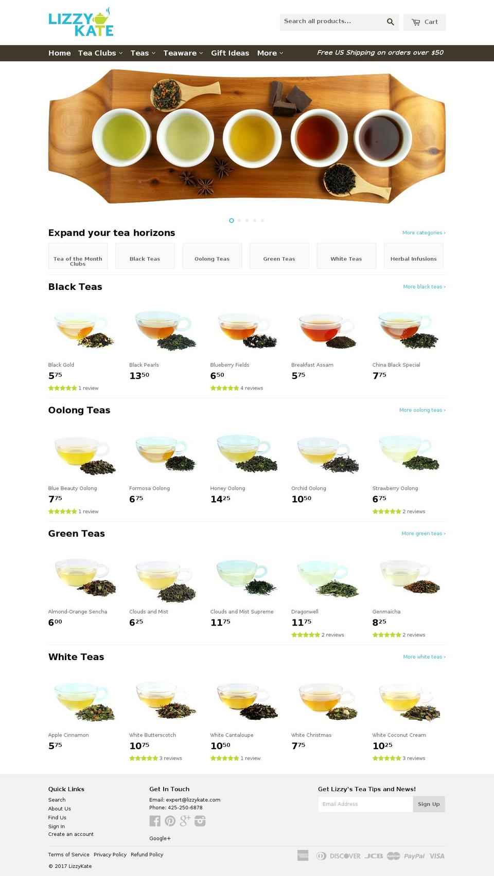lizzykatetea.com shopify website screenshot