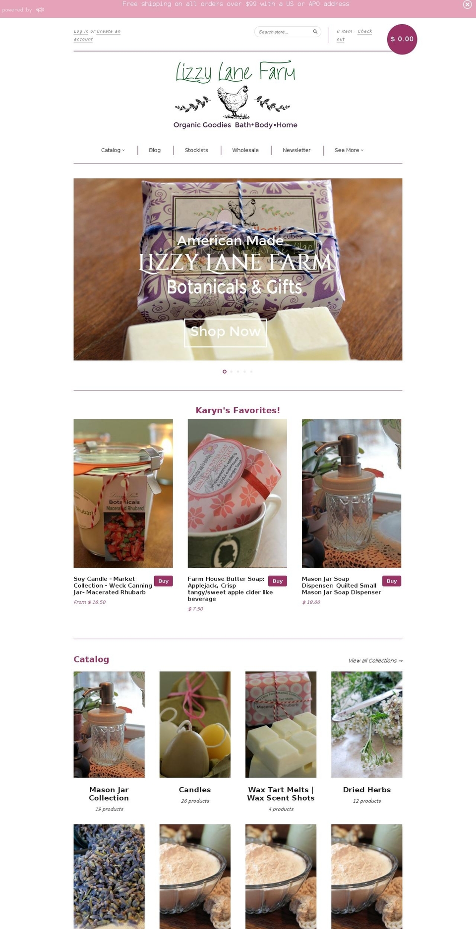 lizzylanefarm.com shopify website screenshot