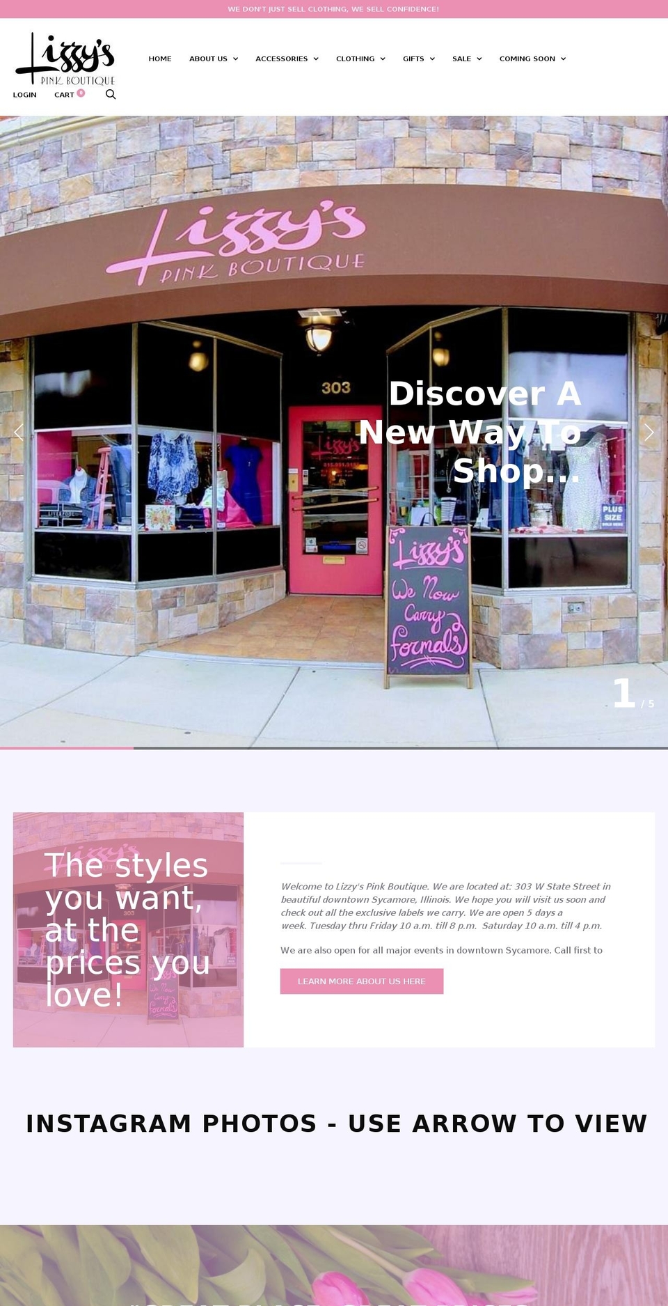 lizzyspinkboutique.com — Shopify storefront screenshot