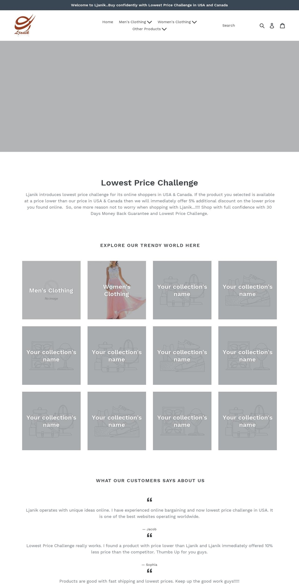 ljanik.com — Shopify storefront screenshot