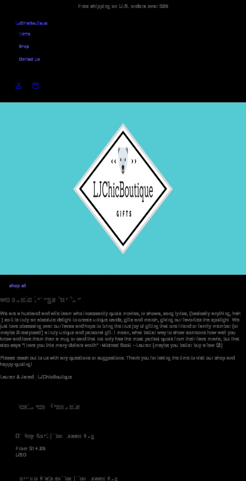 ljchicboutique.com shopify website screenshot