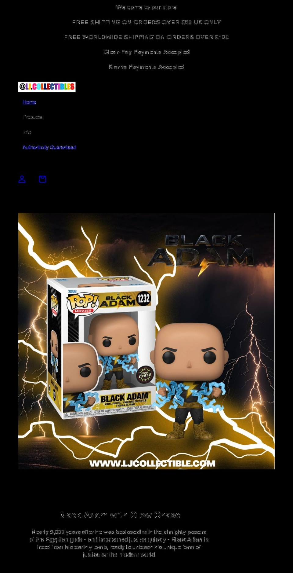 ljcollectibles.com shopify website screenshot