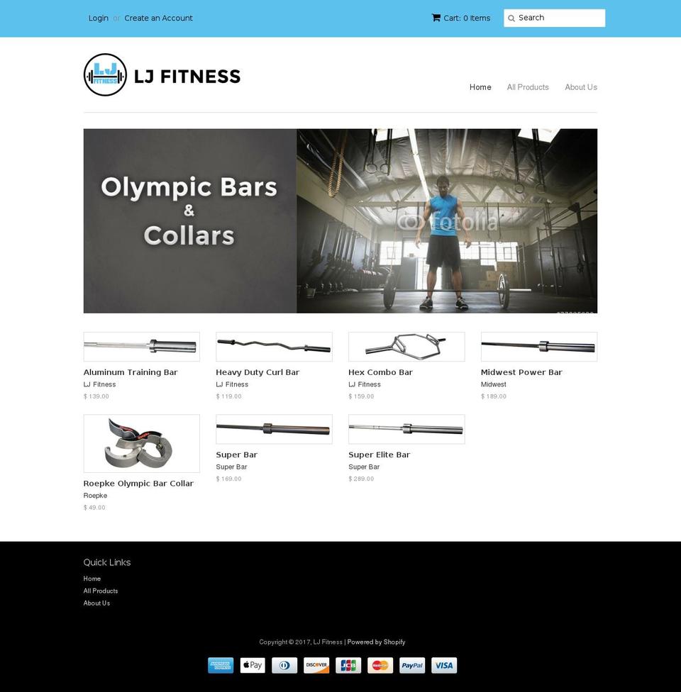 ljfitnessbars.com shopify website screenshot