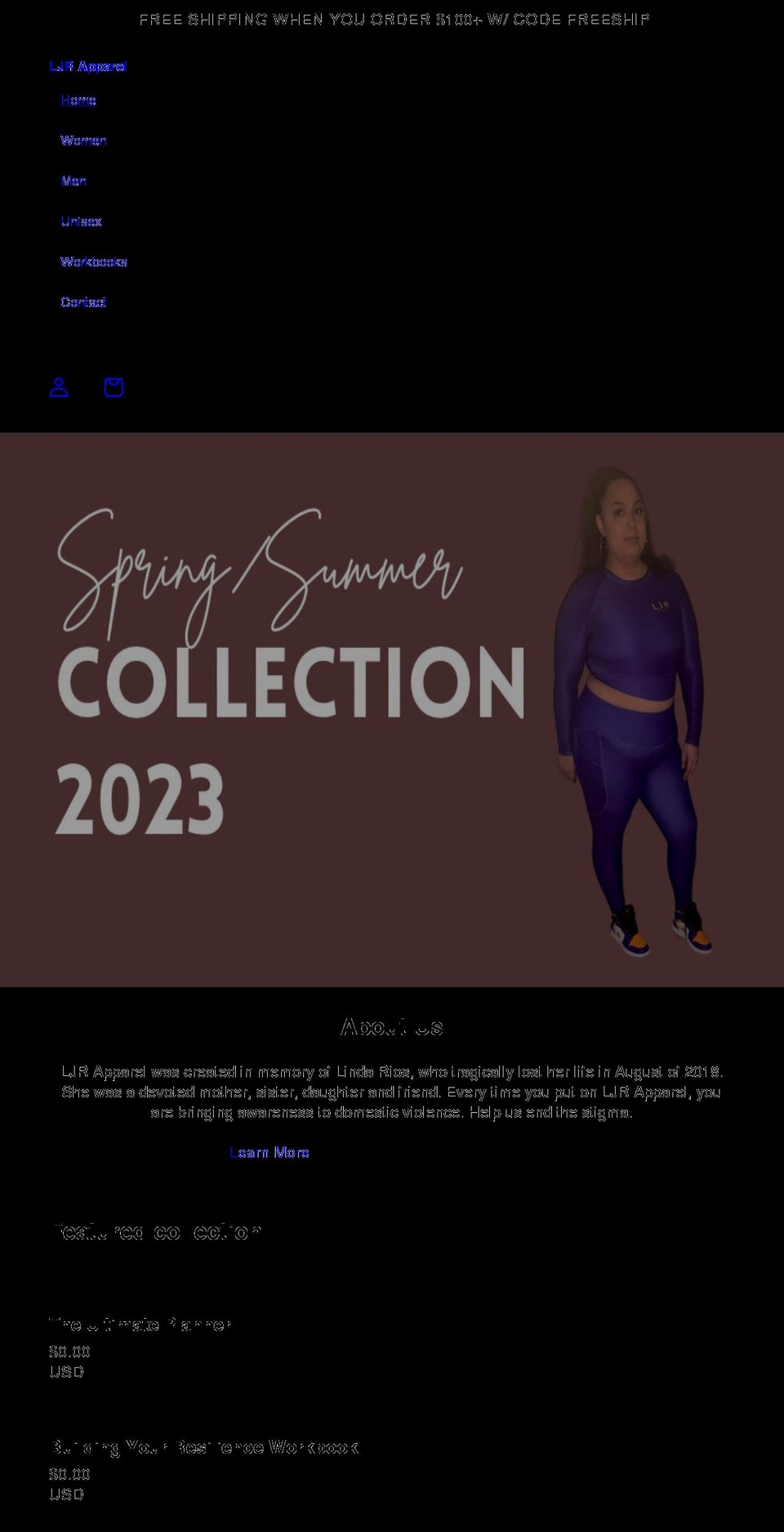 ljrapparel.com shopify website screenshot