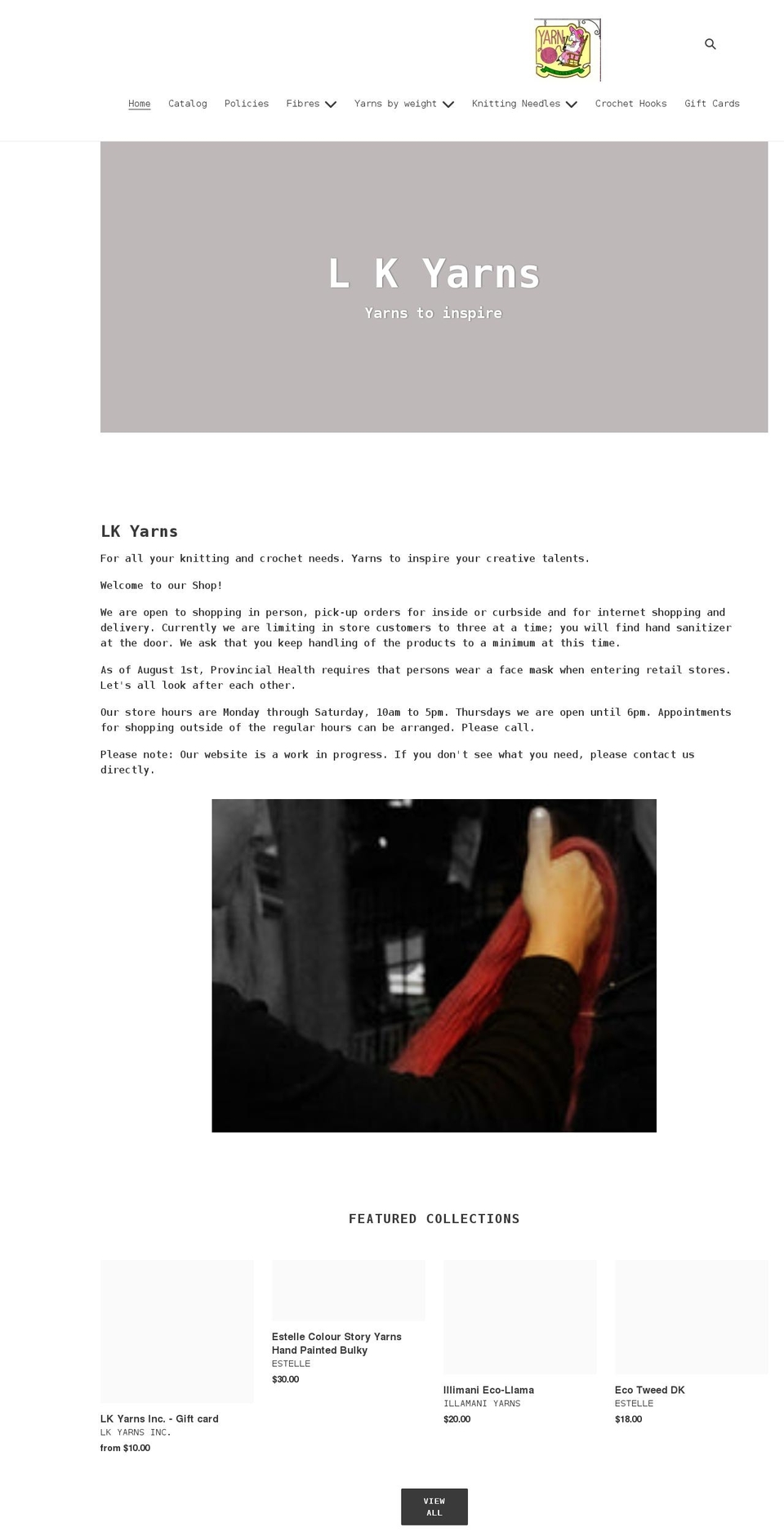 lk-yarns-inc.myshopify.com shopify website screenshot