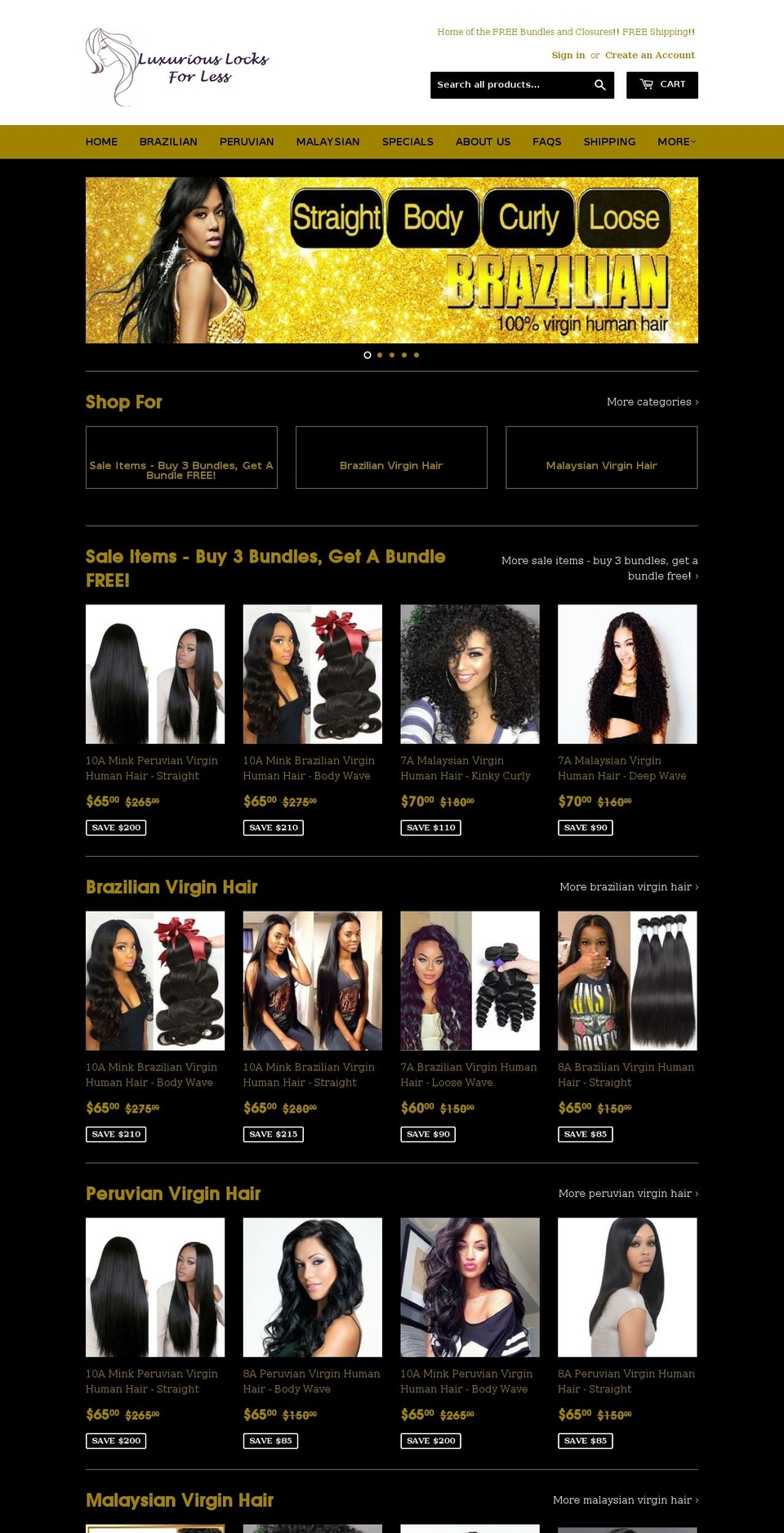 ll4lhair.com shopify website screenshot