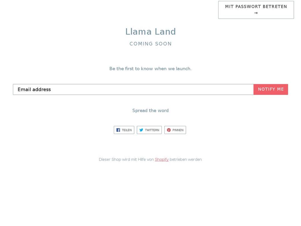 llamaland.com — Shopify storefront screenshot