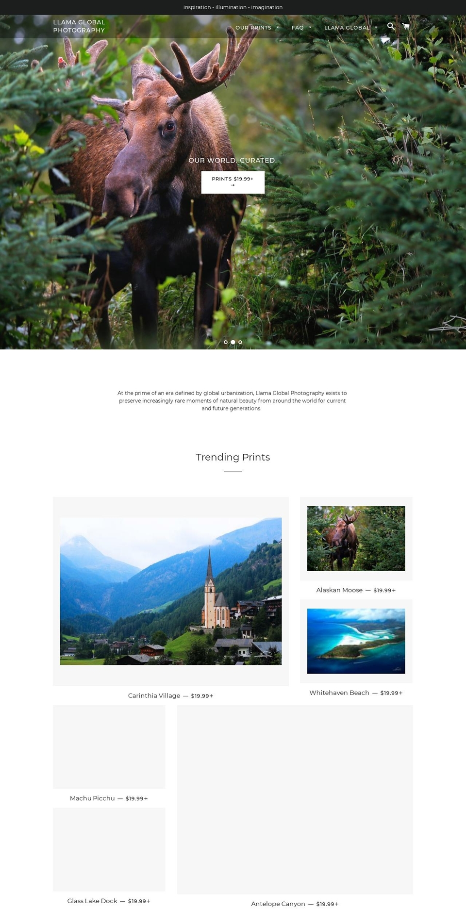 llamaphotography.com — Shopify storefront screenshot