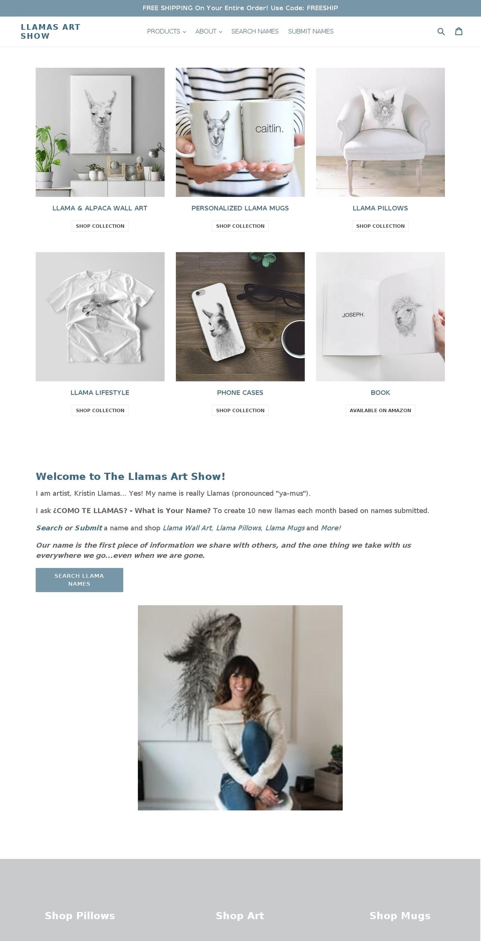 llamasart.com shopify website screenshot