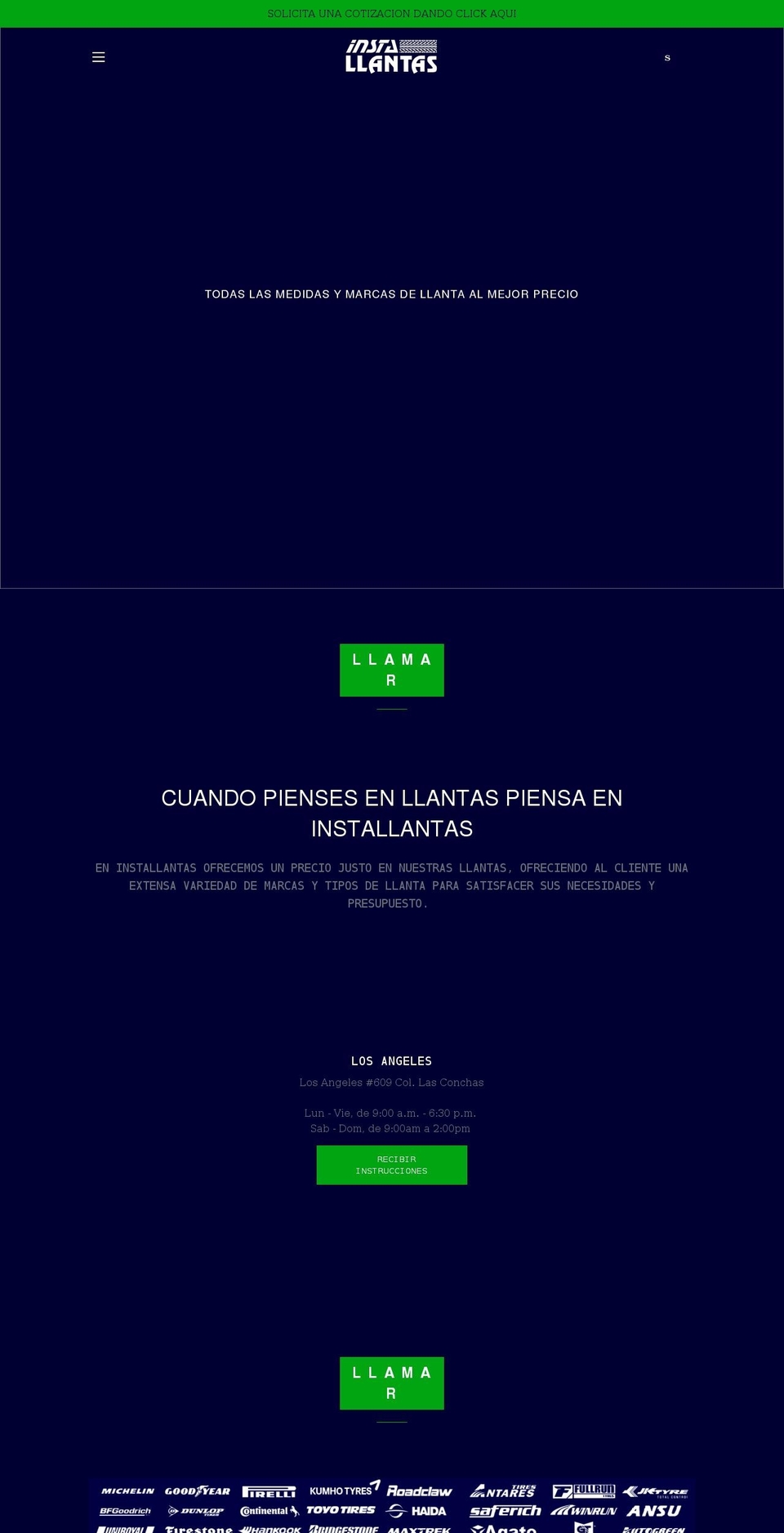 llantas.store shopify website screenshot