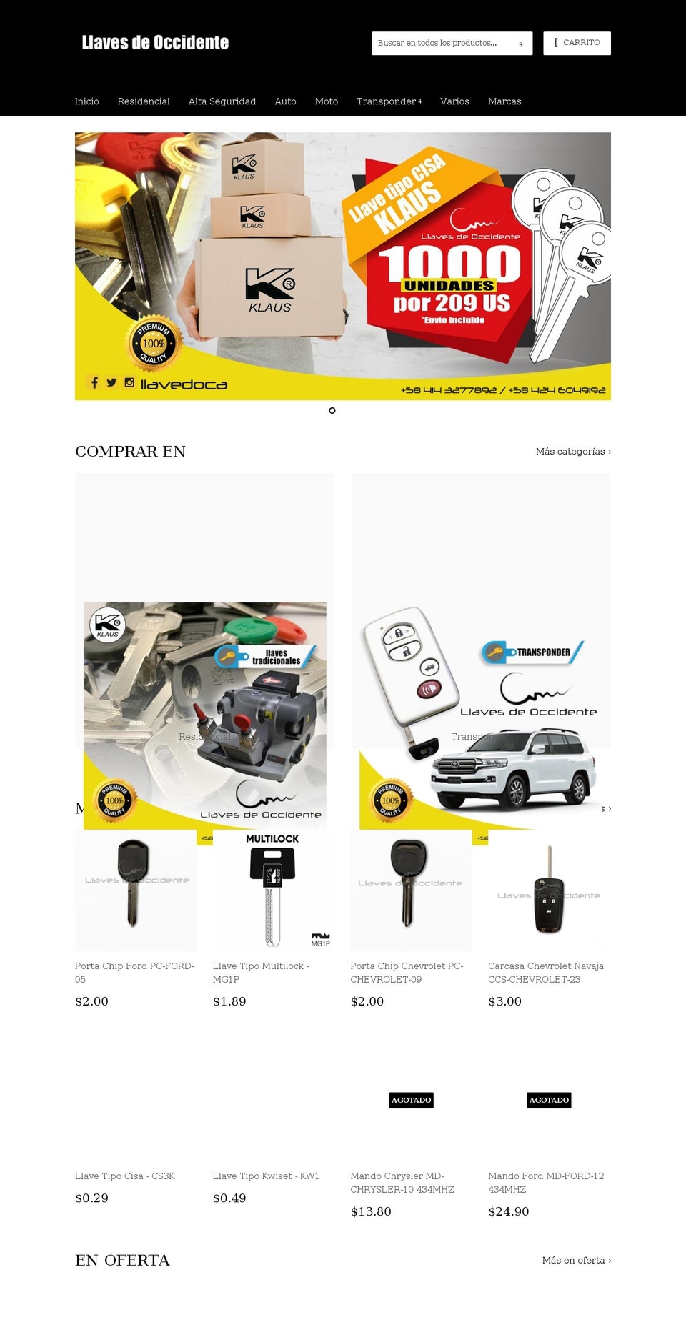 llavesdeoccidente.com shopify website screenshot