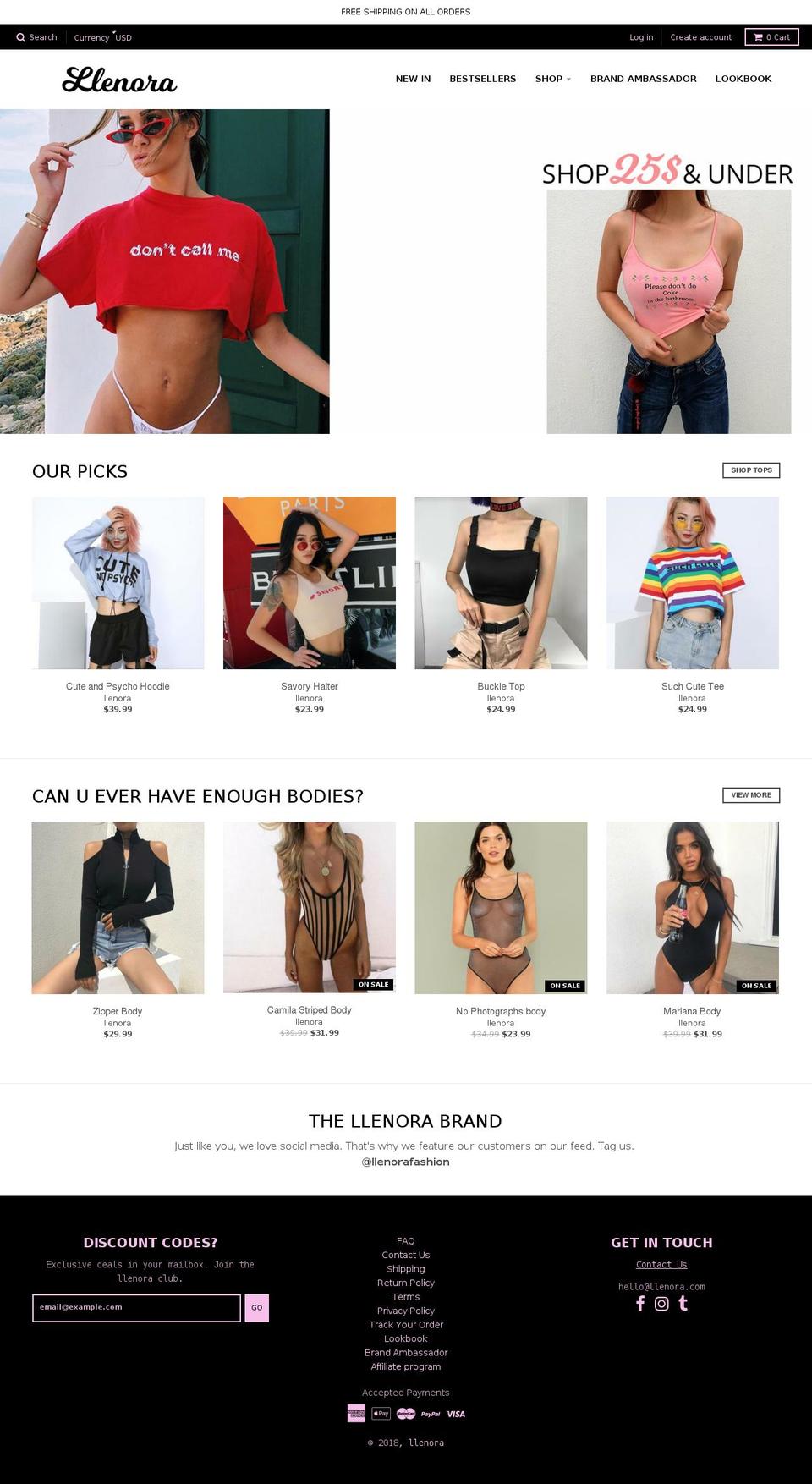 llenora.com — Shopify storefront screenshot