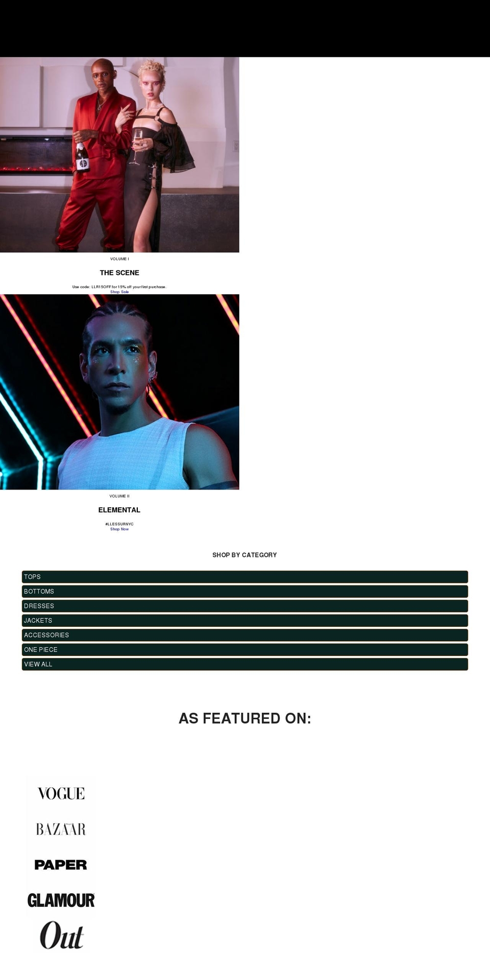 llessurnyc.com shopify website screenshot