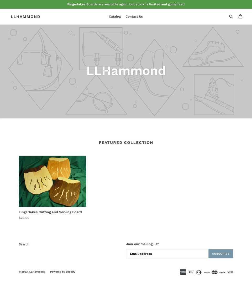 llhammond.myshopify.com shopify website screenshot