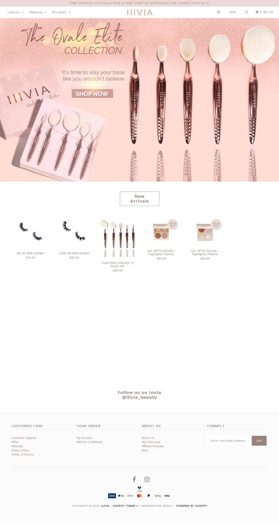 lliviabeaute.com shopify website screenshot