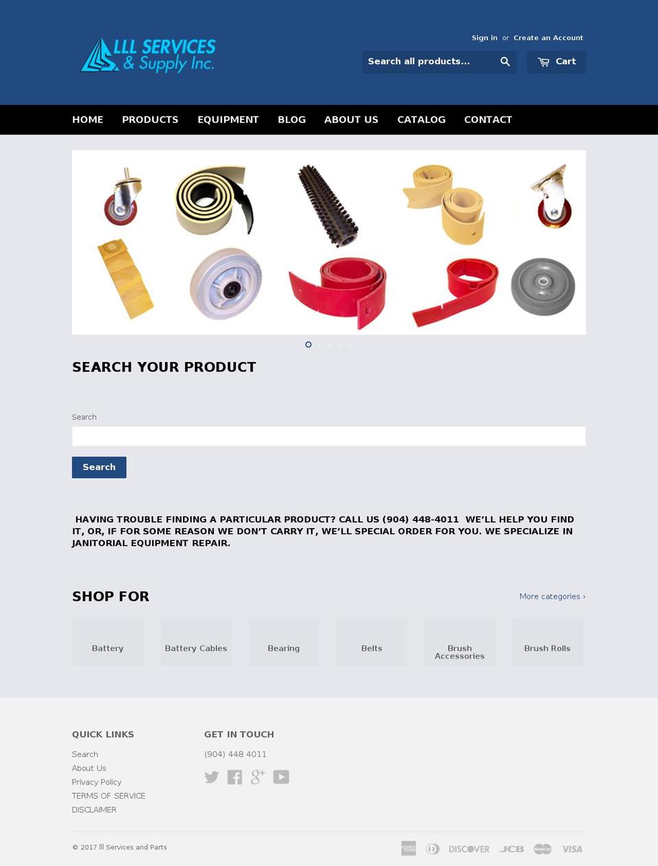 lllservicesandparts.com shopify website screenshot