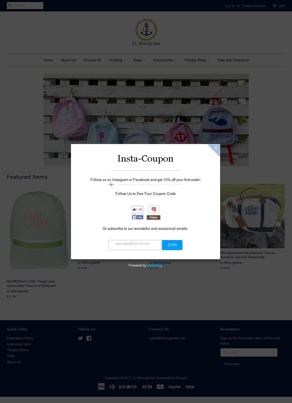 llmonograms.com shopify website screenshot