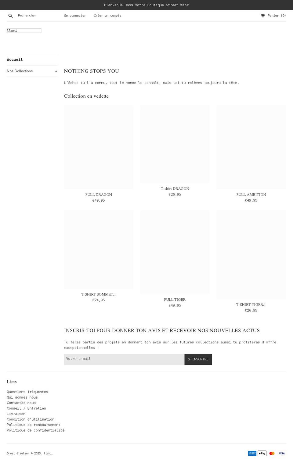 lloni.com shopify website screenshot