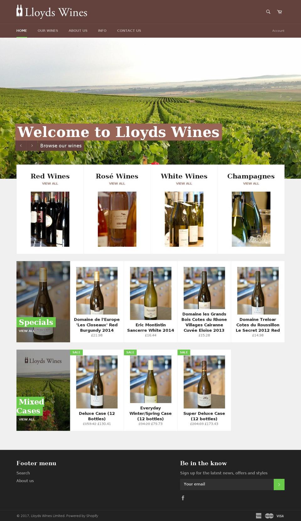 lloydswines.com shopify website screenshot