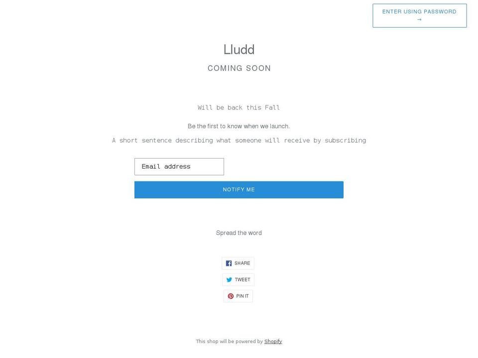 lluddshop.com shopify website screenshot
