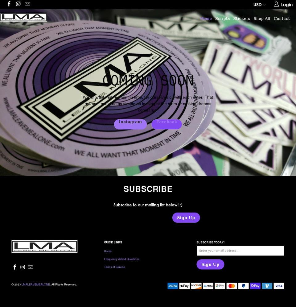 lmaleavemealone.com shopify website screenshot