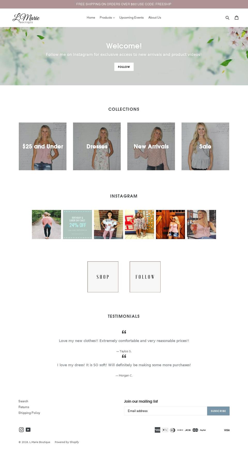 lmarieboutique.com — Shopify storefront screenshot