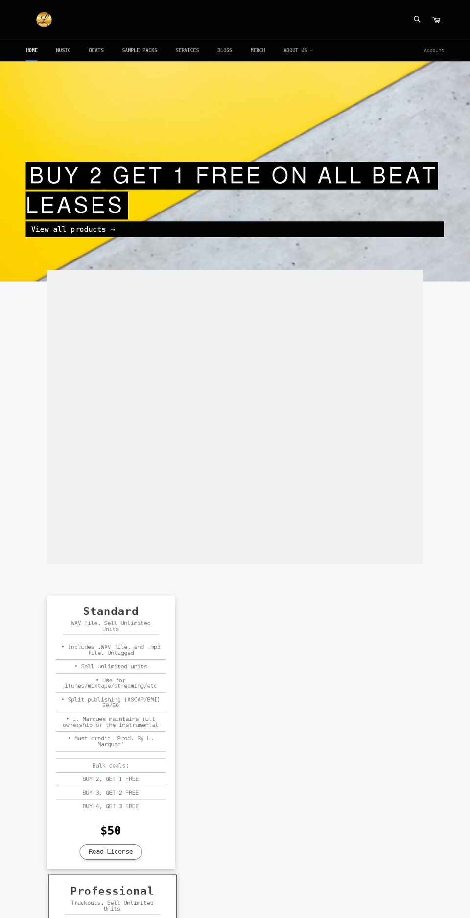 lmarqueeproductions.com shopify website screenshot