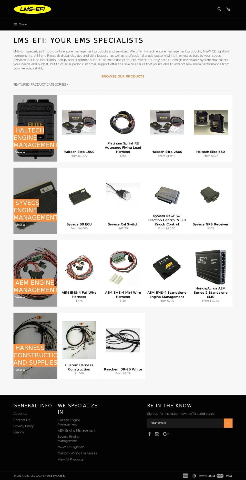 lms-efi.com shopify website screenshot