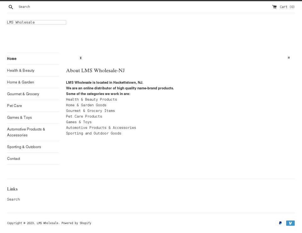 lmswholesale.com shopify website screenshot