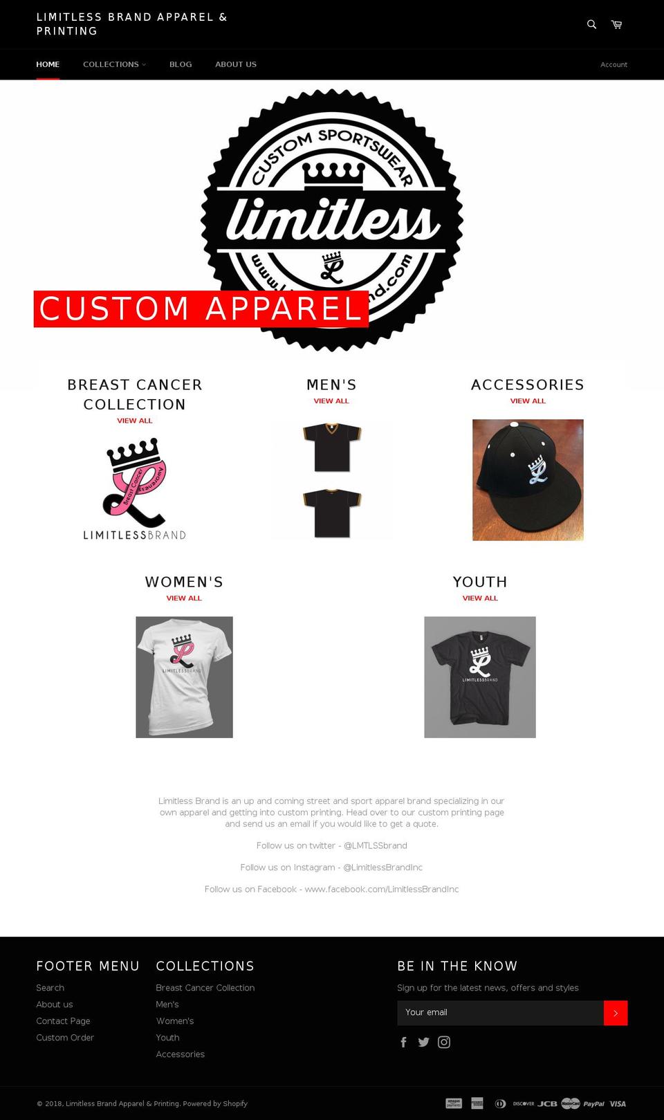 lmtlssbrand.com — Shopify storefront screenshot