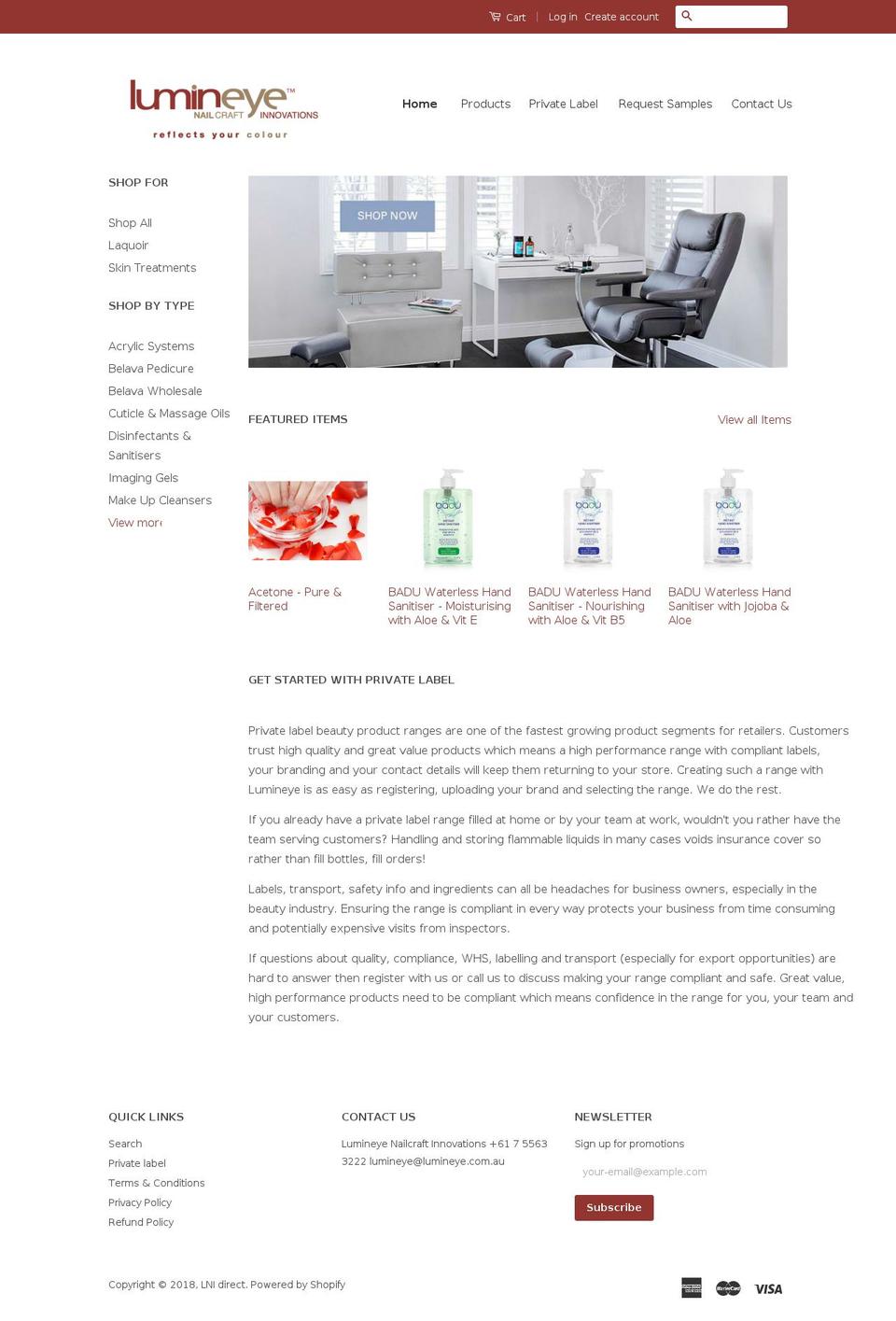 lnidirect.com shopify website screenshot