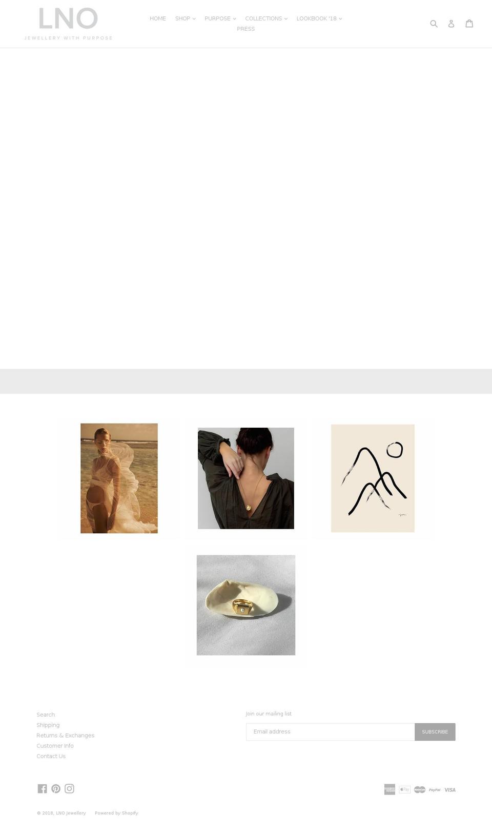 lnojewellery.com — Shopify storefront screenshot