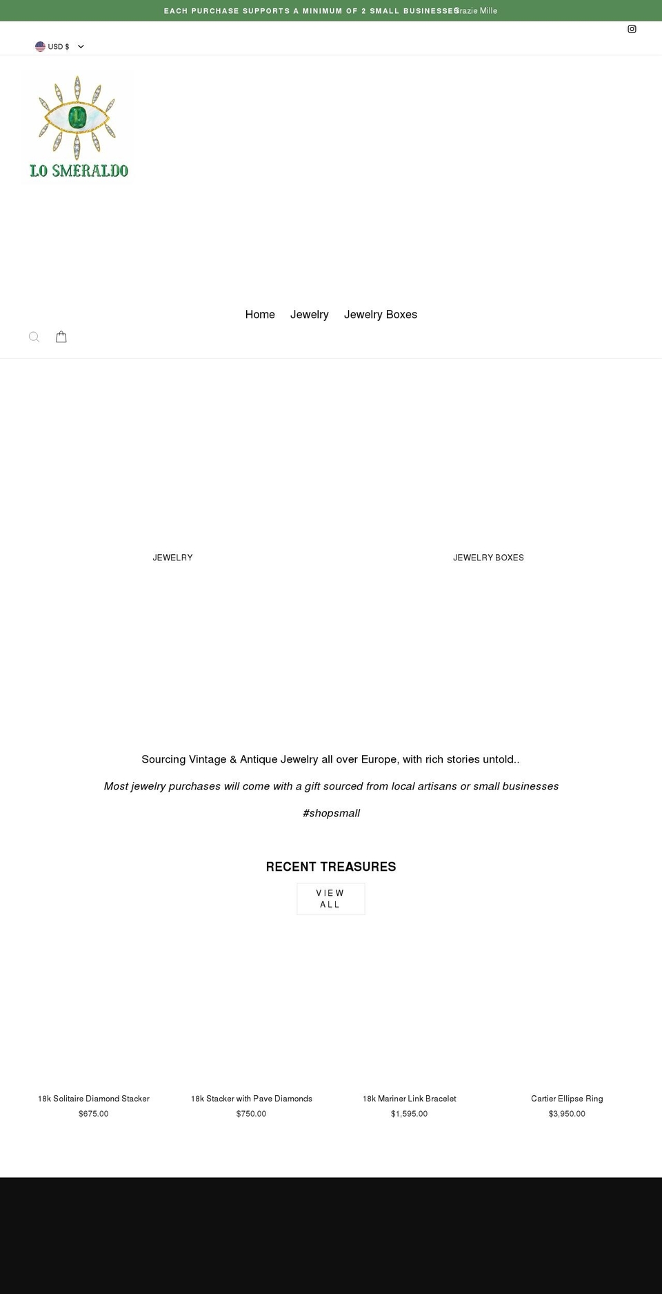 lo-smeraldo.com shopify website screenshot