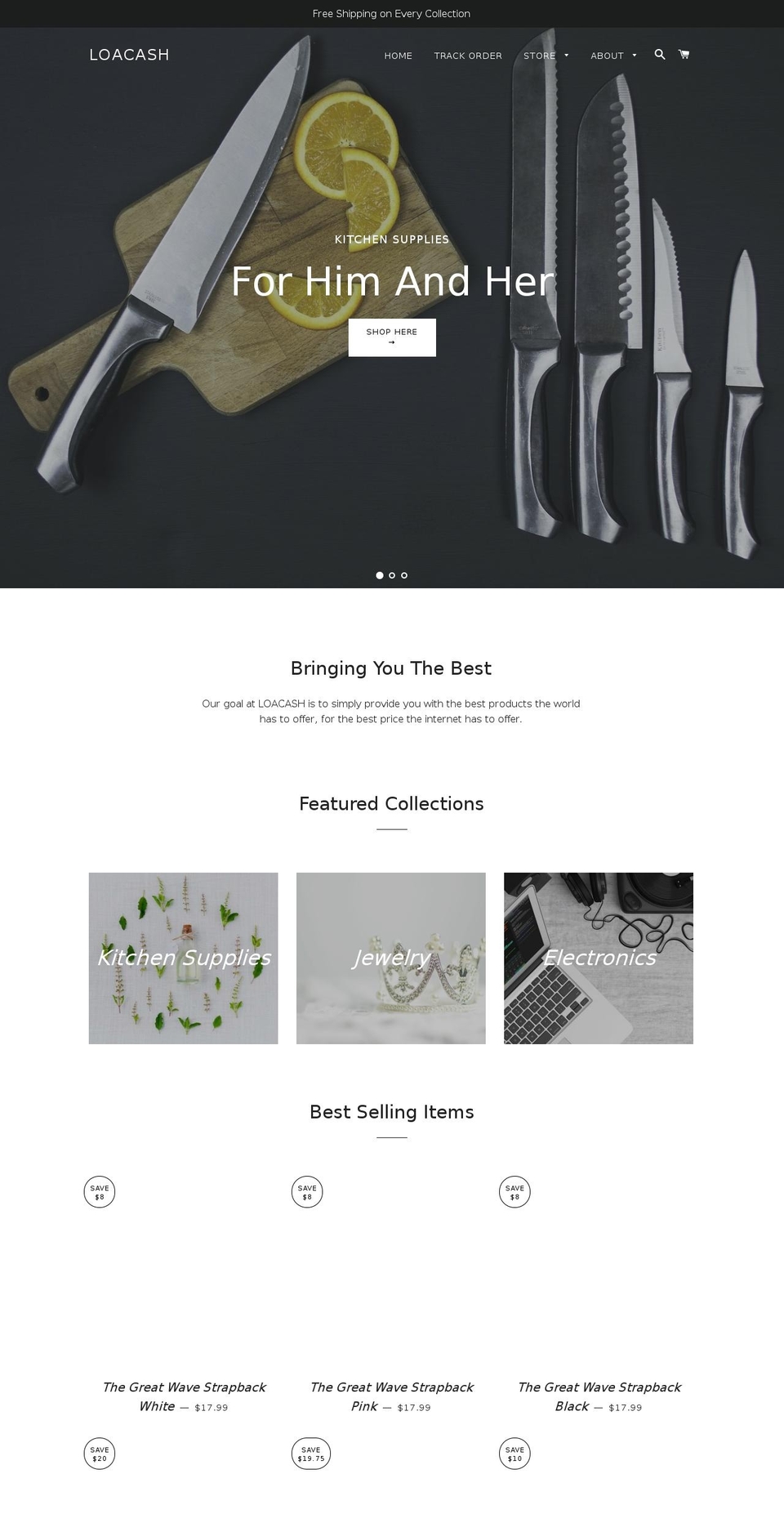 loacash.com shopify website screenshot