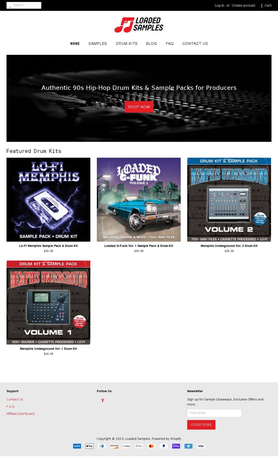 loadedsamples.com shopify website screenshot