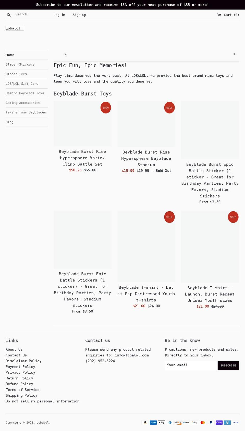 lobalol.com shopify website screenshot