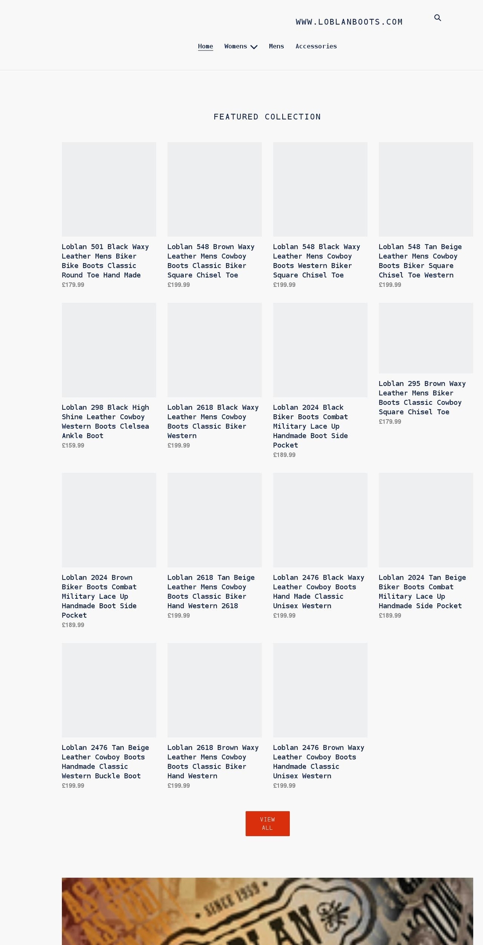 loblanboots.com shopify website screenshot