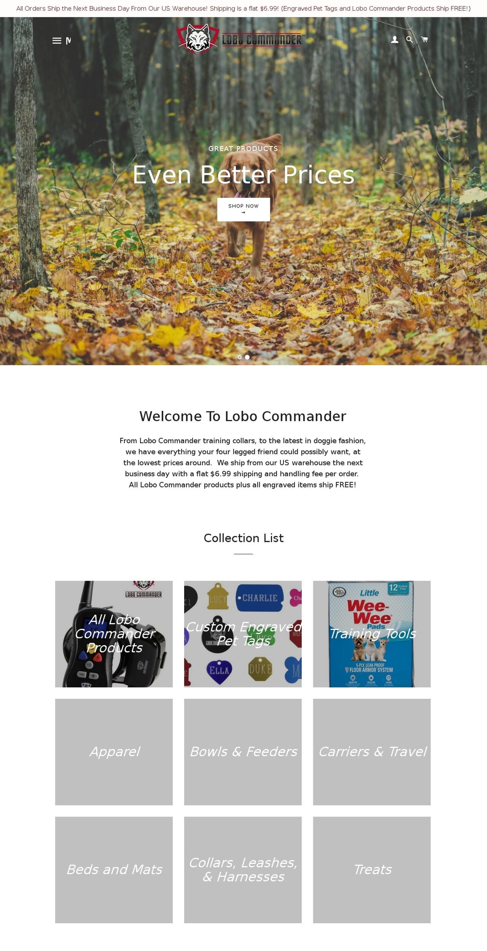 lobocomander.com — Shopify storefront screenshot