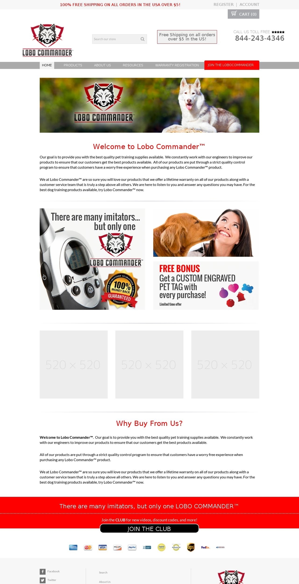 lobocommander.com shopify website screenshot