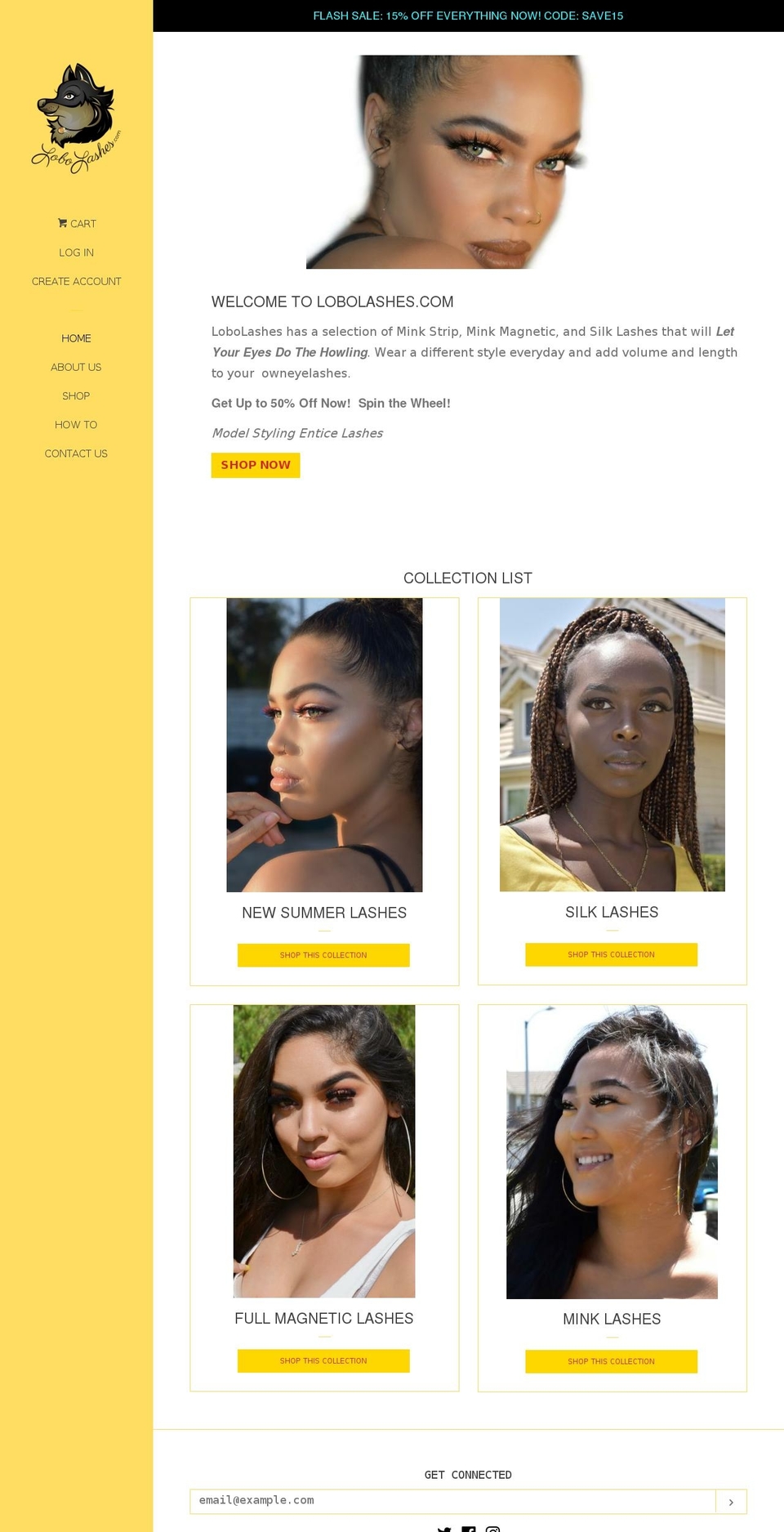 lobolashes.com — Shopify storefront screenshot