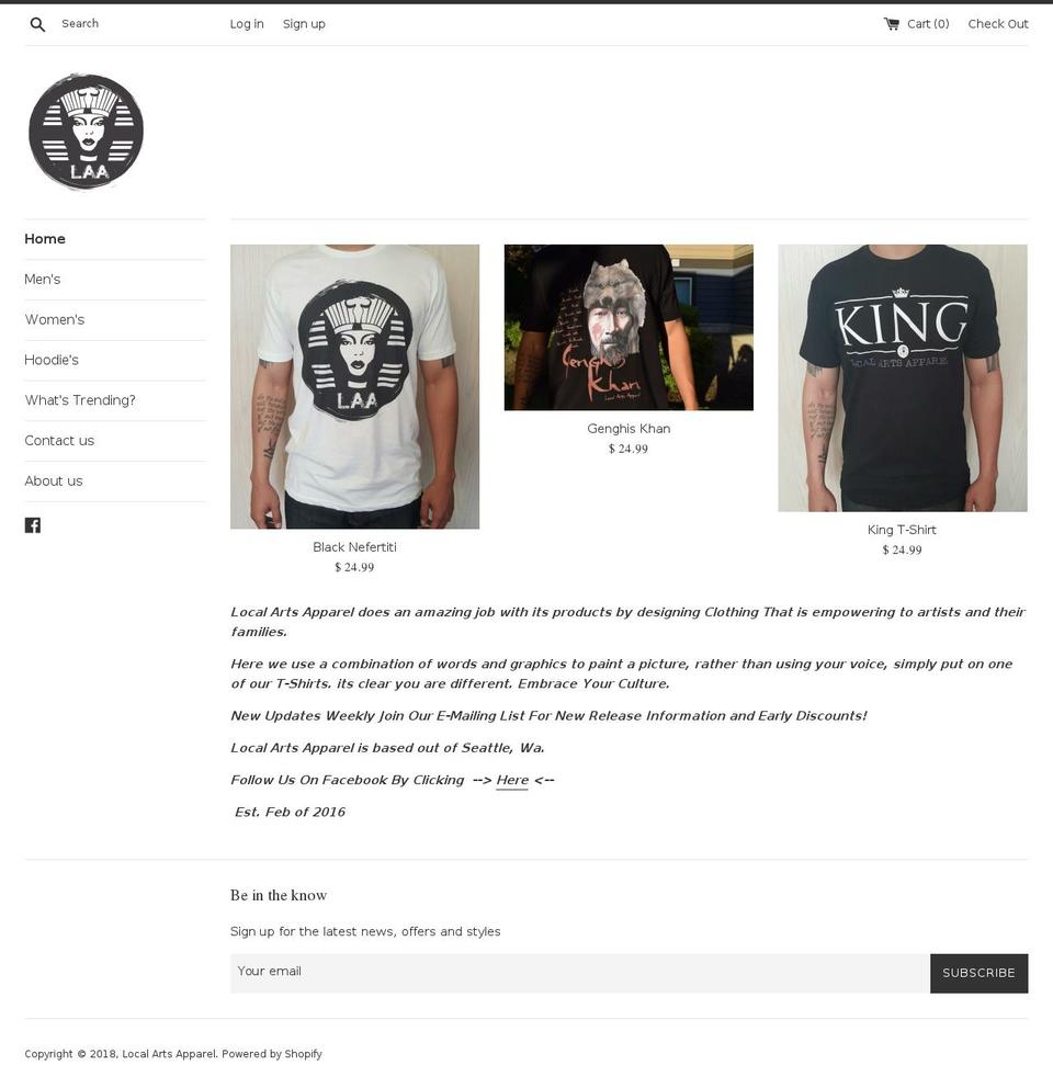 localartsapparel.com — Shopify storefront screenshot