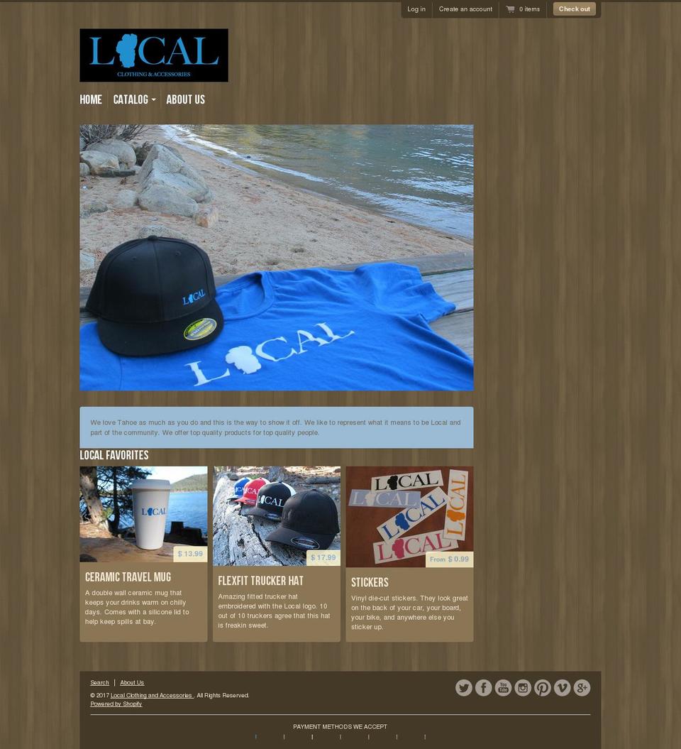 locallaketahoe.com shopify website screenshot