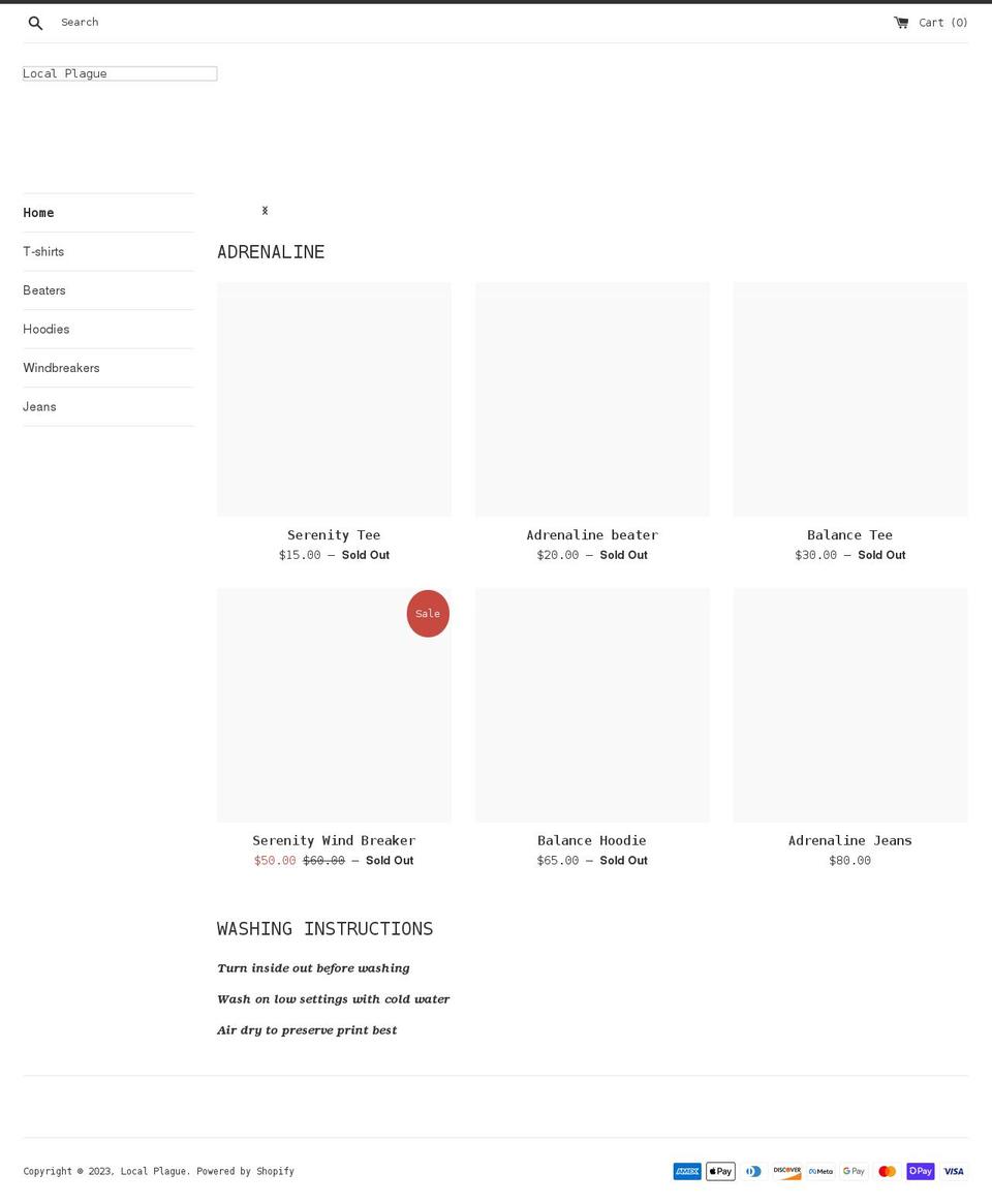 localplague.com shopify website screenshot