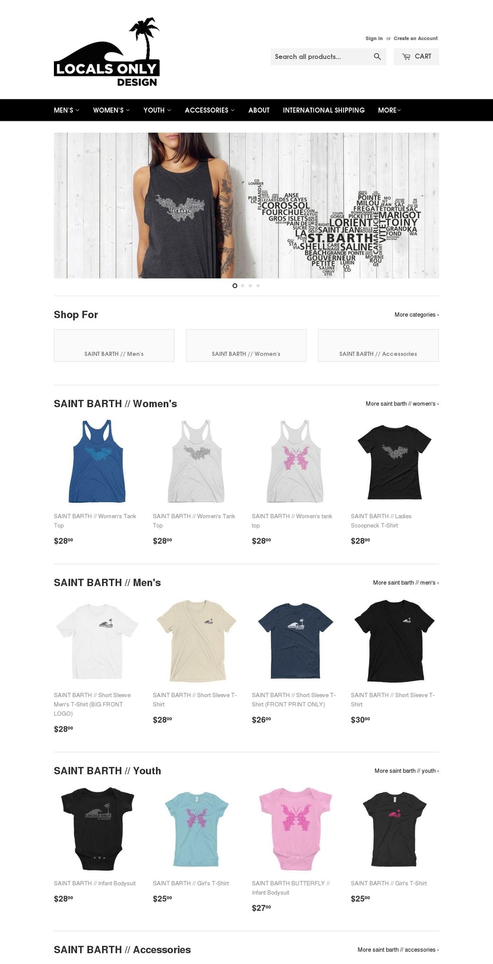 localsonlystbarth.com — Shopify storefront screenshot