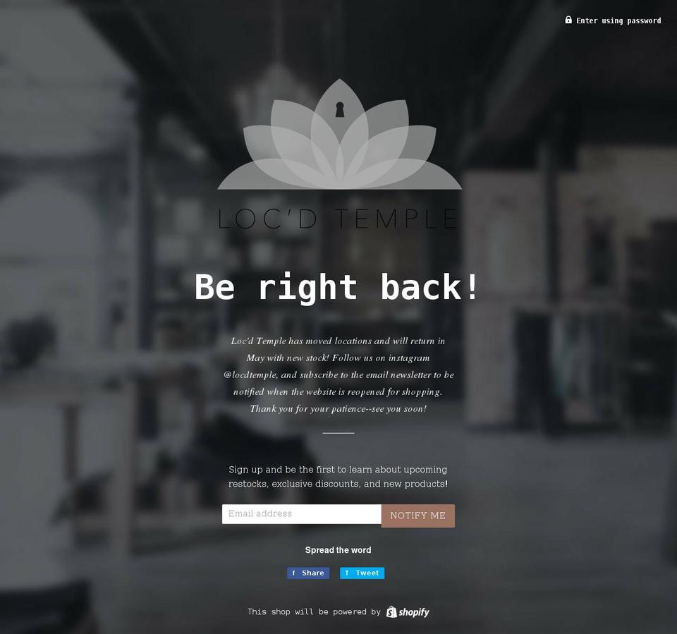 locdtemple.com shopify website screenshot