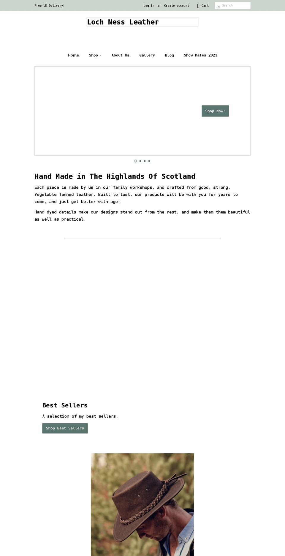 lochnessleather.co.uk shopify website screenshot