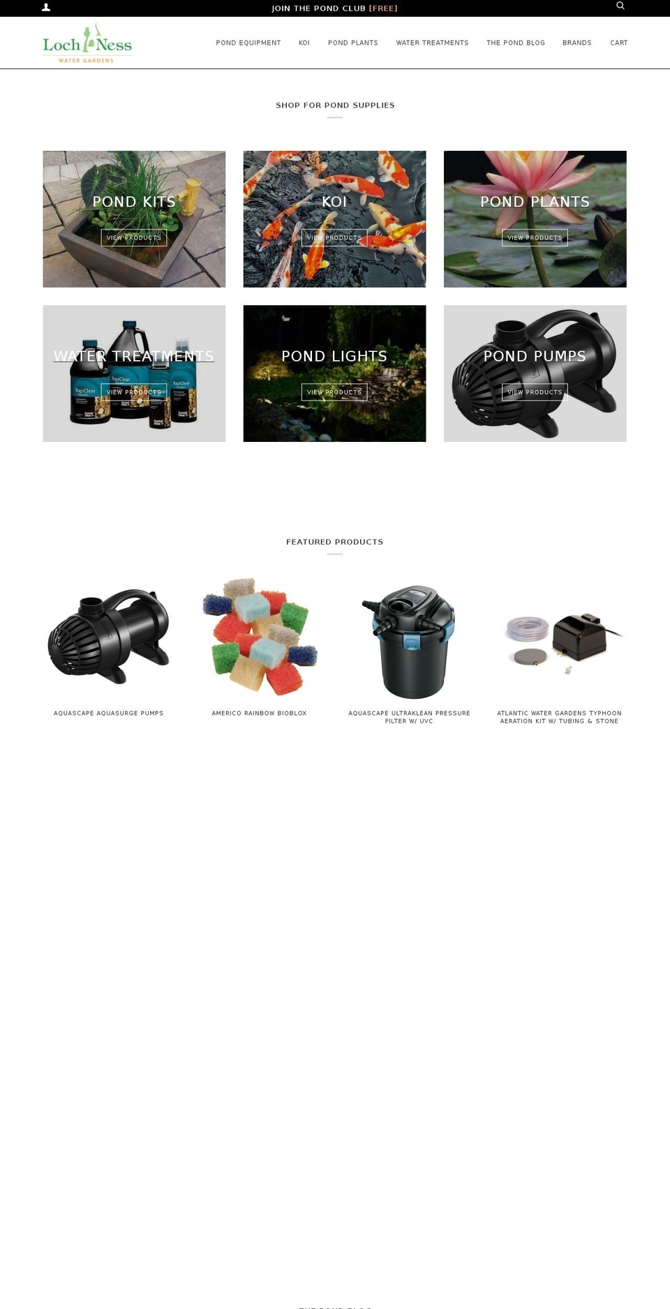 lochnesswatergardens.com — Shopify storefront screenshot