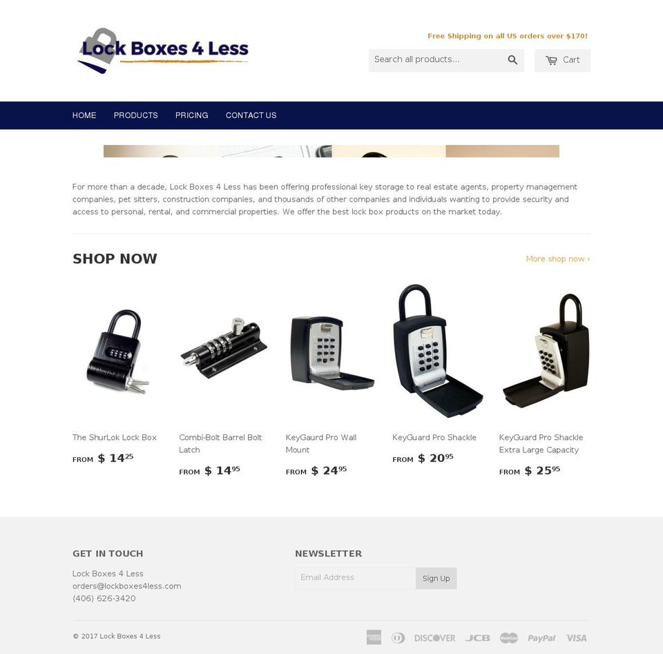 lockboxes4less.com shopify website screenshot