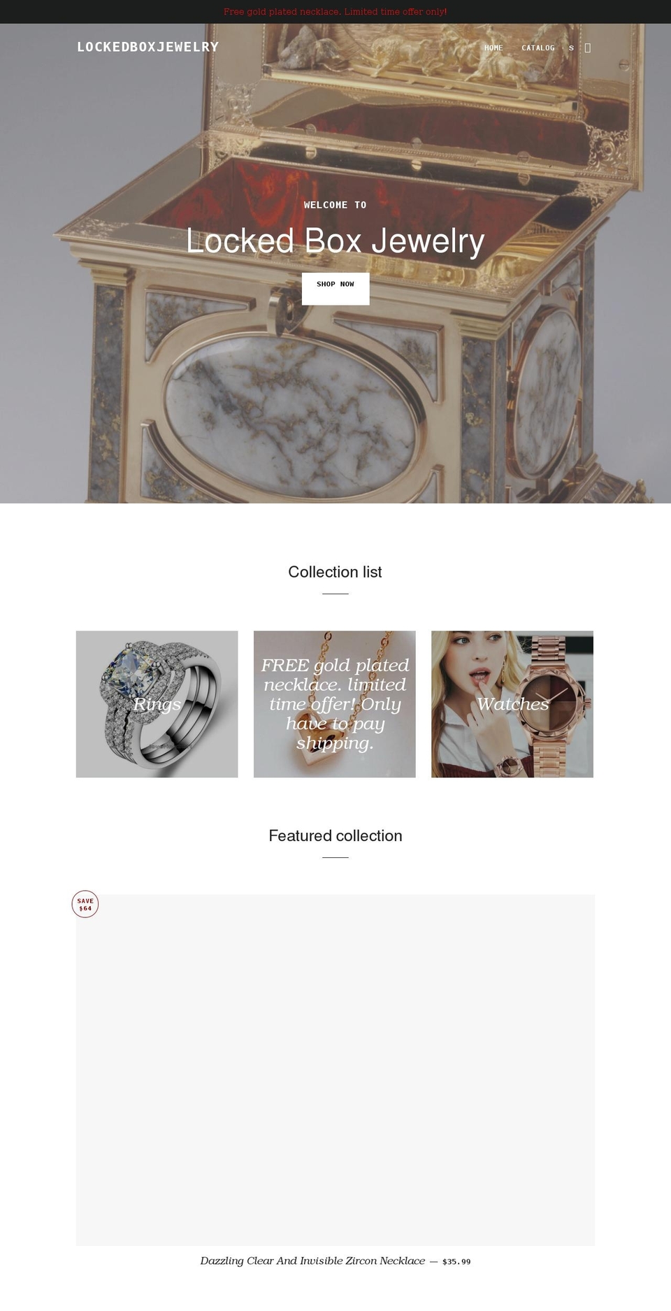 lockedboxjewelry.com shopify website screenshot